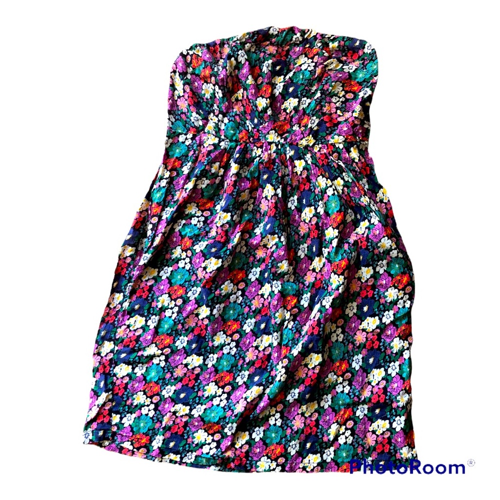 Floral strapless cotton dress